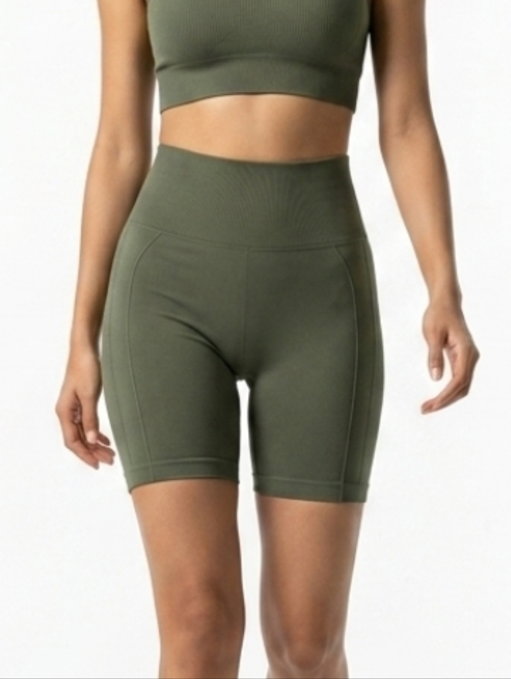 Homma Biker Shorts - Olive Green  Activewear - High Waisted Size Large